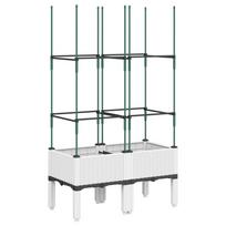 vidaXL Sodo lovelis su treliažu, baltos spalvos, 80x40x142,5cm, PP