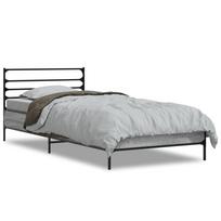 vidaXL Lovos rėmas, pilkas ąžuolo, 75x190cm, apdirbta mediena/metalas