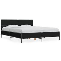 vidaXL Lovos rėmas, juodas, 150x200cm, apdirbta mediena ir metalas