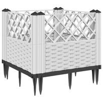 vidaXL Sodo lovelis su kuoliukais, baltas, 43,5x43,5x43,5cm, PP