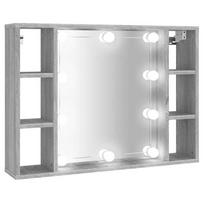 vidaXL Veidrodinė spintelė su LED apšvietimu, pilka ąžuolo, 76x15x55cm
