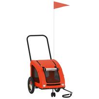 vidaXL Dviračio priekaba augintiniams, oranžinė/pilka, audinys/geležis