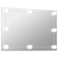 vidaXL Sieninis veidrodis su LED lemputėmis, stačiakampis, stiklas
