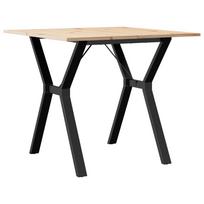 vidaXL Valgomojo stalas, 80x80x75cm, pušis ir plieninis, Y formos rėmas