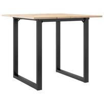 vidaXL Valgomojo stalas, 80x80x75cm, pušis ir plieninis, O formos rėmas