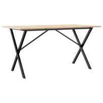 vidaXL Valgomojo stalas, 160x80x75cm, pušis ir plieninis, X formos rėmas