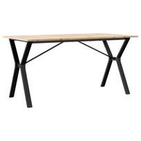 vidaXL Valgomojo stalas, 140x80x75cm, pušis ir plieninis, Y formos rėmas
