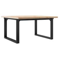 vidaXL Kavos staliukas, 80x80x45,5cm, pušis ir plieninis, O formos rėmas