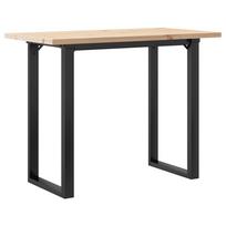 vidaXL Valgomojo stalas, 100x50x75,5cm, pušis ir plieninis, O formos rėmas