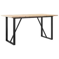 vidaXL Valgomojo stalas, 160x80x75,5cm, pušis ir plieninis, O formos rėmas