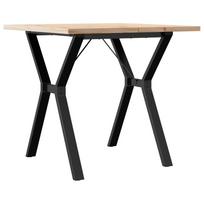 vidaXL Valgomojo stalas, 80x80x75,5cm, pušis ir plieninis, Y formos rėmas