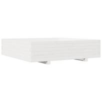 vidaXL Sodo lovelis, baltas, 100x100x26,5cm, pušies medienos masyvas