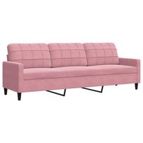 vidaXL Trivietė sofa, rožinės spalvos, 210cm, audinys