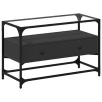 vidaXL TV spintelė su stikliniu stalviršiu, juoda, 80x35x51cm, mediena