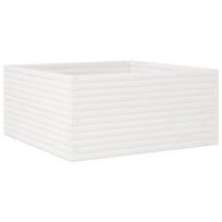 vidaXL Sodo lovelis, baltas, 100x100x46cm, pušies medienos masyvas