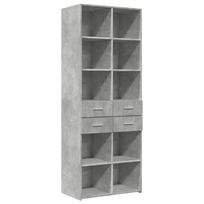 vidaXL Komoda, betono pilkos spalvos, 70x42,5x185cm, apdirbta mediena