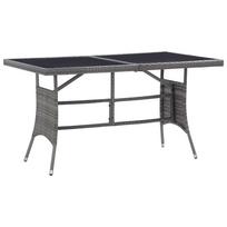 vidaXL Sodo stalas, pilkos spalvos, 140x80x74cm, poliratanas