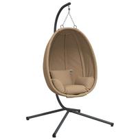 vidaXL Kabantis kiaušinio formos krėslas, taupe, ratanas/plienas