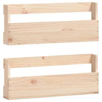 vidaXL Prie sienos montuojamos batų lentynos, 2vnt., 59x9x23cm, pušis