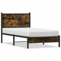 vidaXL Lovos rėmas be čiužinio, dūminio ąžuolo, 90x190cm, metalas