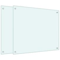 vidaXL Virtuvės sienelės, 2vnt., baltos, 70x60cm, grūdintas stiklas
