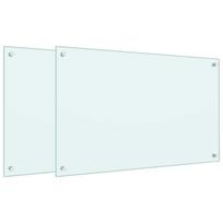 vidaXL Virtuvės sienelės, 2vnt., baltos, 80x50cm, grūdintas stiklas