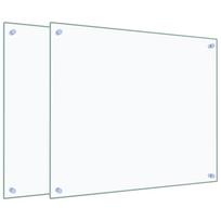 vidaXL Virtuvės sienelės, 2vnt., skaidrios, 70x60cm, grūdintas stiklas