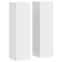 vidaXL Stovai augalams, 2vnt., balti, 17x17x60cm, apdirbta mediena