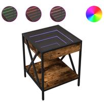 vidaXL Naktinis staliukas su Infinity LED, dūminio ąžuolo, 40x40x49cm