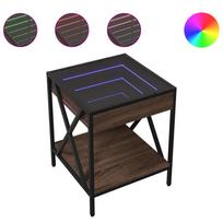 vidaXL Naktinis staliukas su Infinity LED, rudas ąžuolo, 40x40x49cm