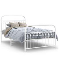 vidaXL Lovos rėmas su galvūgaliu/kojūgaliu, baltas, 107x203cm, metalas
