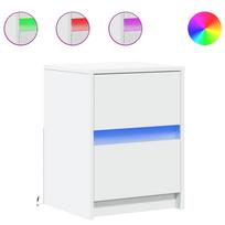 vidaXL Naktinės spintelės su LED lemputėmis, 2vnt., baltos, mediena