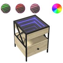 vidaXL Naktinis staliukas su Infinity LED, ąžuolo, 40x40x51cm