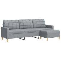 vidaXL Trivietė sofa su pakoja, šviesiai pilka, 210cm, audinys