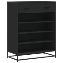 vidaXL Spintelė batams, juoda, 75x38x97,5cm, mediena ir metalas