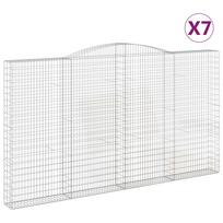 vidaXL Išlenkti gabiono krepšiai, 7vnt., 400x30x220/240cm, geležis