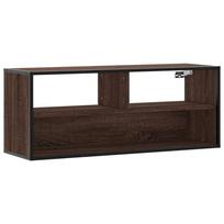 vidaXL Televizoriaus spintelė, ruda, 100x31x39,5cm, mediena/metalas