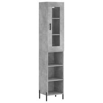 vidaXL Komoda, betono pilkos spalvos, 34,5x34x180cm, apdirbta mediena