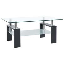vidaXL Kavos staliukas, pilkas/skaidrus, 95x55x40cm, grūdintas stiklas