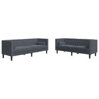 vidaXL Chesterfield sofų komplektas su pagalvėlėmis, 2 dalių, pilka