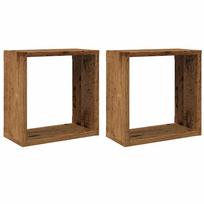 vidaXL Sieninės lentynos, 2vnt., medienos, 30x15x30cm, mediena