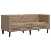 vidaXL Dvivietė chesterfield sofa, kapučino spalvos, dirbtinė oda