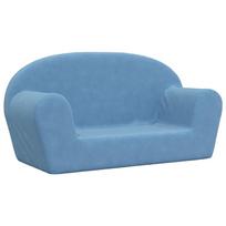 vidaXL Vaikiška dvivietė sofa, mėlynos spalvos, minkštas pliušas