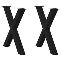 vidaXL Valgomojo stalo kojos, 2 vnt., juodos, 80x(72-73) cm, plienas, X formos