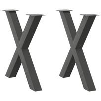 vidaXL Valgomojo stalo kojos, 2 vnt., antracito spalvos, 80x(72-73) cm, plienas