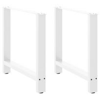 vidaXL Valgomojo stalo kojos, baltos, 2 vnt., 80x(72-73) cm, plienas