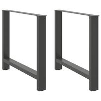 vidaXL Valgomojo stalo kojos, antracito spalvos, 2 vnt., 90x(72-73) cm, plienas