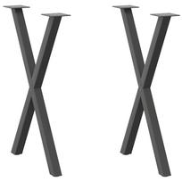 vidaXL Valgomojo stalo kojos, 2 vnt., antracito spalvos, 57x(72-73) cm, plienas