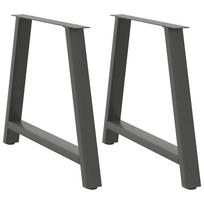 vidaXL Valgomojo stalo kojos, A formos, 2 vnt., antracito spalvos, 100x(72-73) cm, plienas