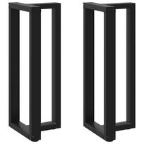 vidaXL Baro stalo kojos, T formos, 2 vnt., juodos, 50x35x(100-101) cm, plienas